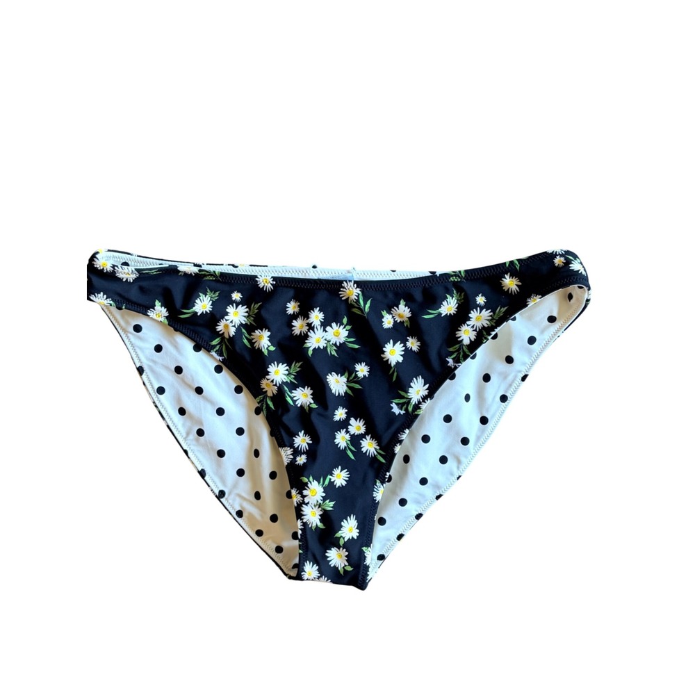 Shade & Shore Boho Floral Polka Dot Reversible Bikini Swim Bottoms XL NEW NWT